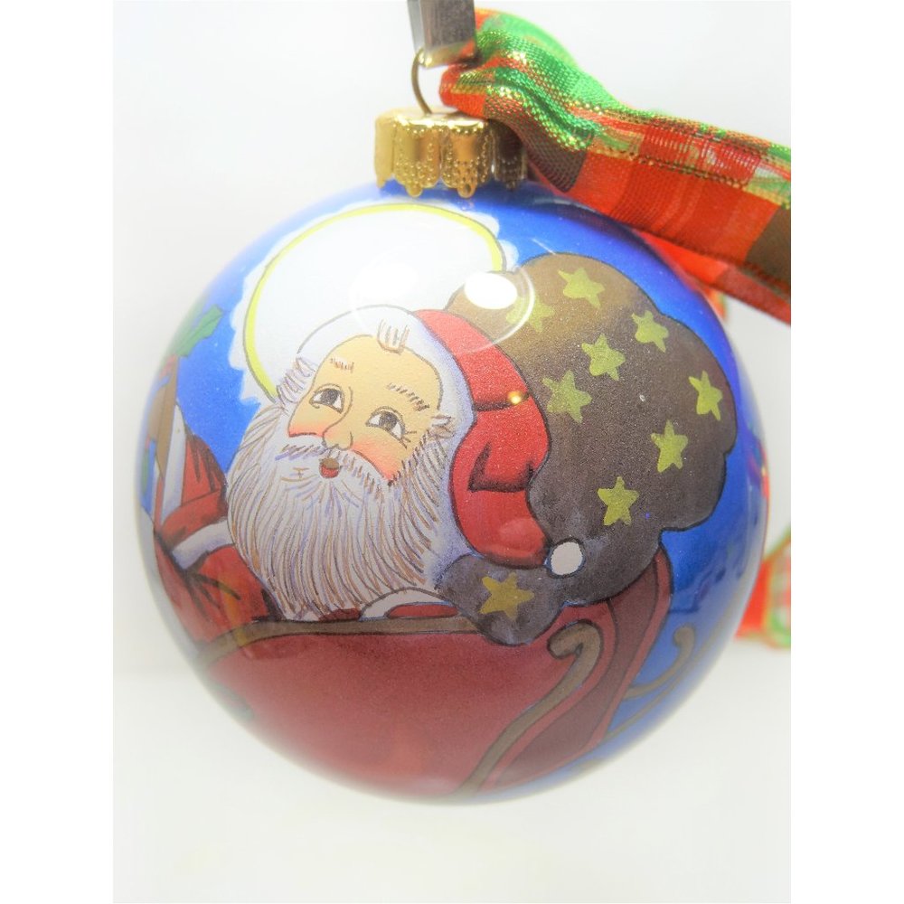 Christmas Ornament Glass Hand Painted On Inside